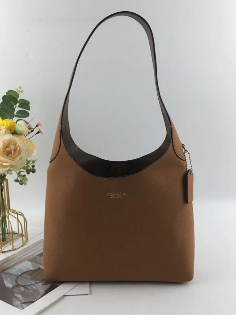 Black GarmentCoach Brooklyn Shoulder Bag 28 B4/DARK STONE